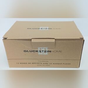 Gluckstein Home Hampton Catering 12 Napkin Rings Brass w Nickel Finish 2" New